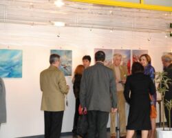 With art critic Radu George Serafim at the Personal Exhibition at the Gallery of Alliance Française from Moldova, 2011